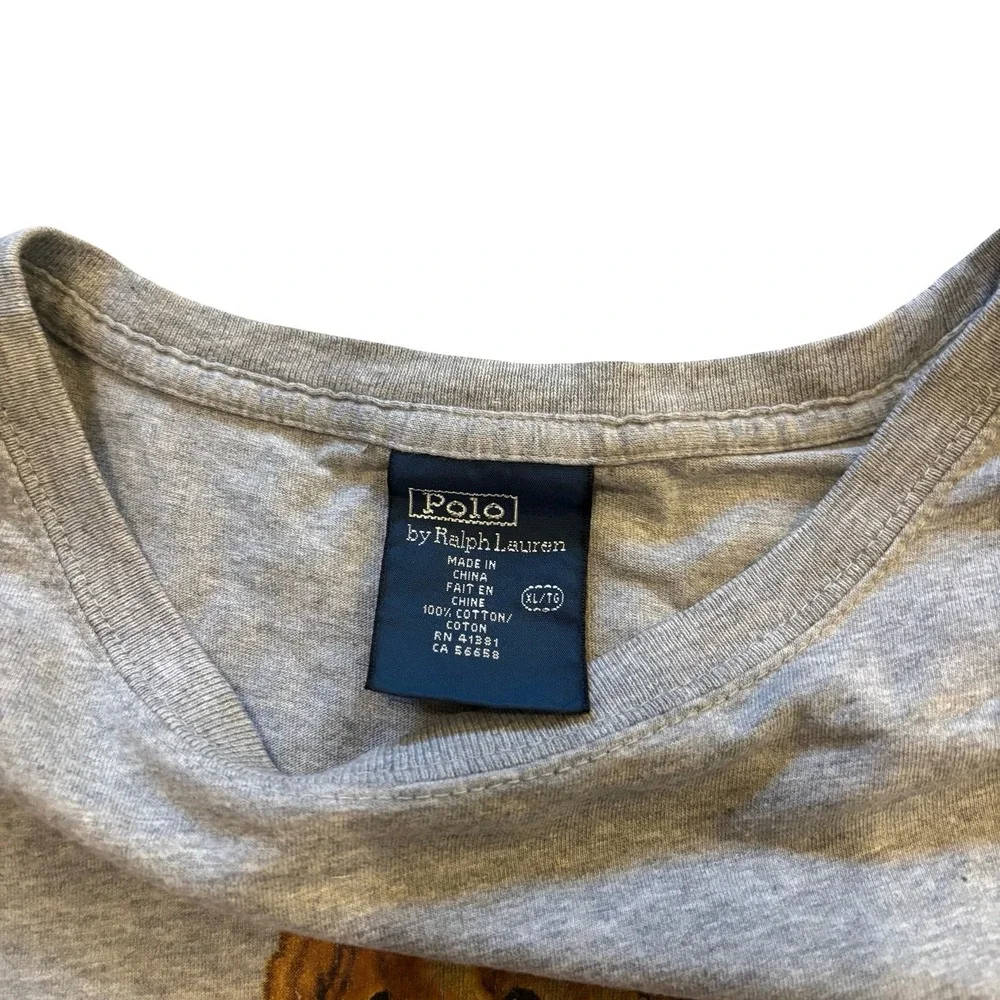 Polo Ralph Lauren Mens Polo Bear Golf Graphic T-Shirt‎ Gray XL Cotton Vintage